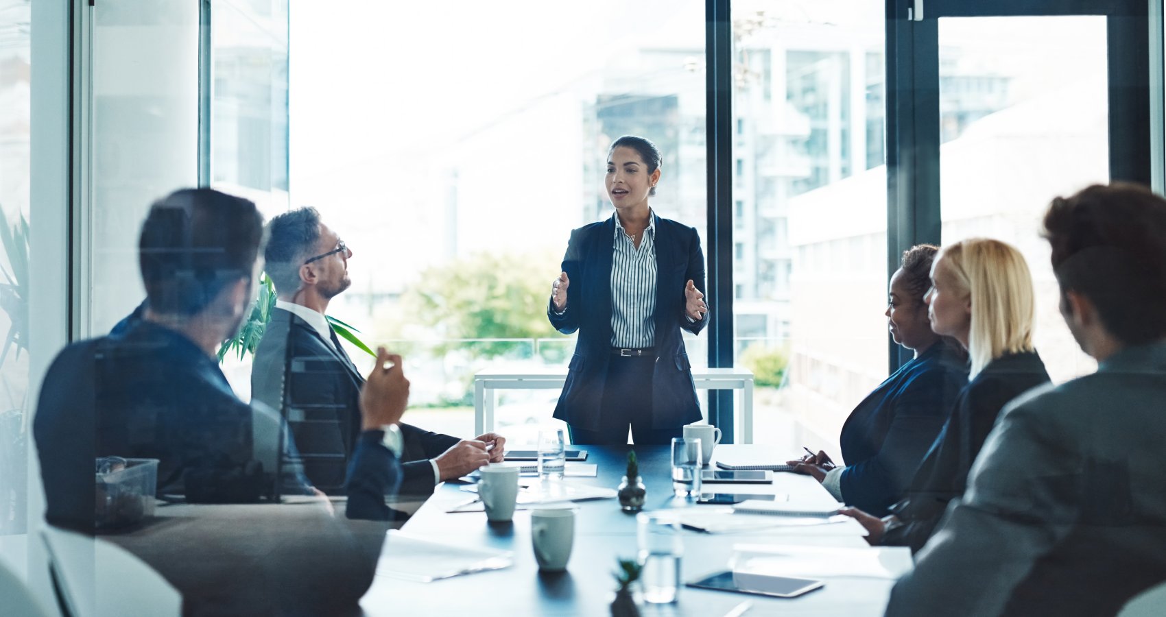 Businesswoman giving a presentation in the boardroom